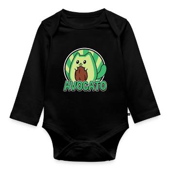 Avocato Mix aus Avocado und Katze für Vegetarier - Baby Bio-Langarm-Body - Schwarz - Vorne