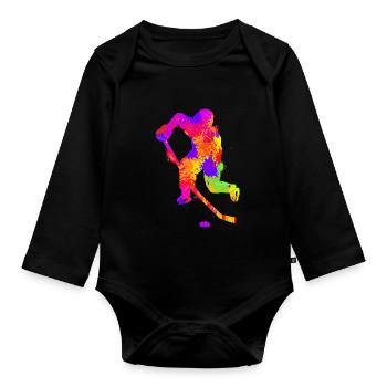 Eishockey Jungen Kinder Männer - Organic Longsleeve Baby Bodysuit - black - Front
