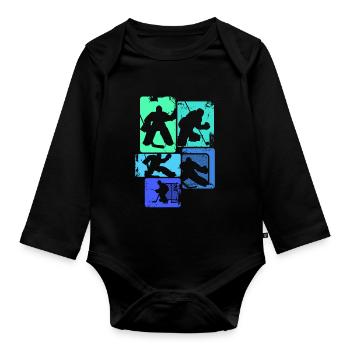 Eishockey Torwart Jungen Kinder Männer - Organic Longsleeve Baby Bodysuit - black - Front