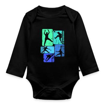 Handball Gardien de but Joueurs de handball Garçons Enfants - Body Bébé bio manches longues - noir - Devant