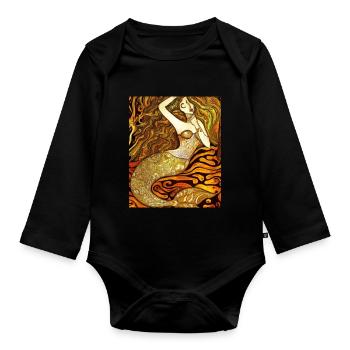 Mermaid Portrait Gustav Klimt Style - Organic Longsleeve Baby Bodysuit - black - Front