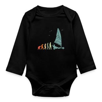 Plage Voile Windracer Land Sailers Land Sailors - Body Bébé bio manches longues - noir - Devant