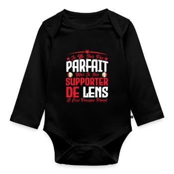 je ne suis pas parfait, supporteur de Lens . - Body Bébé bio manches longues - noir - Devant