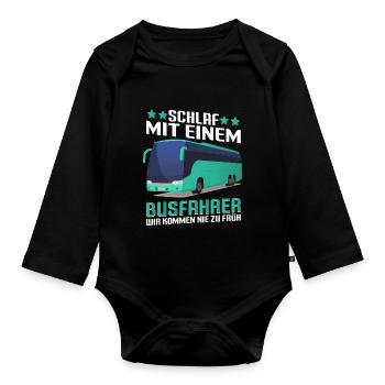 Bus Schlaf mit einem Busfahrer - Baby Bio-Langarm-Body - Schwarz - Vorne