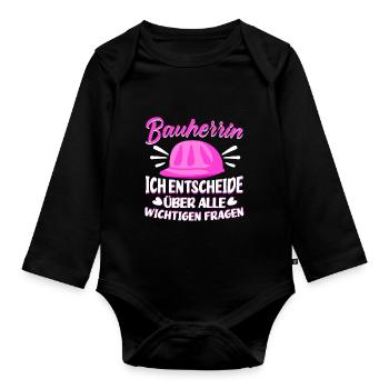 Bauherrin Hausbau Entscheide über wichtige Frage - Baby Bio-Langarm-Body - Schwarz - Vorne