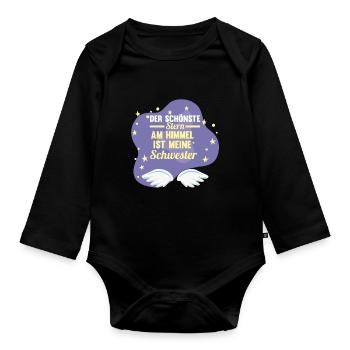 Geschwister Familie Schwestern Schwester - Baby Bio-Langarm-Body - Schwarz - Vorne