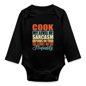Cook sarcasm Funny cook - Organic Longsleeve Baby Bodysuit - black - Front
