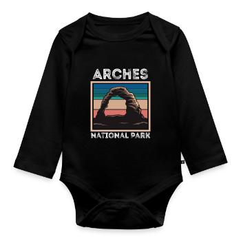 Arches National Park Utah Moab Canyon Mur souvenir - Body Bébé bio manches longues - noir - Devant