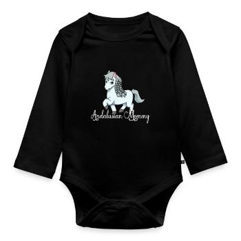 Amoureux des chevaux - Maman andalouse - Body Bébé bio manches longues - noir - Devant