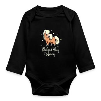 Pferdeliebhaber - Shetland Pony Mommy - Baby Bio-Langarm-Body - Schwarz - Vorne