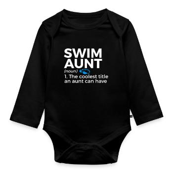 Schwimmer Schwimmen Spruch - Baby Bio-Langarm-Body - Schwarz - Vorne