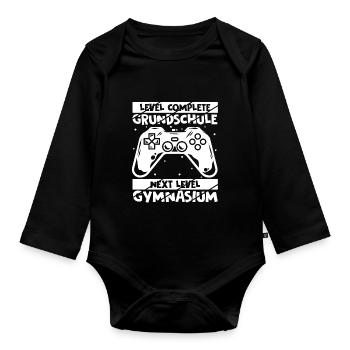 Level Complete Einschulung Gymnasium 5. Klasse Gam - Baby Bio-Langarm-Body - Schwarz - Vorne