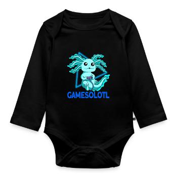 Gamesolotl Video Gamer Kawaii Anime Axolotl - Body Bébé bio manches longues - noir - Devant