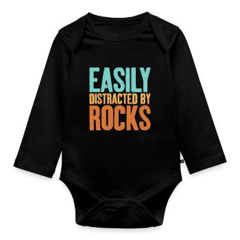 Slightly distracted by rocks Egyptian - Organic Longsleeve Baby Bodysuit - black - Front