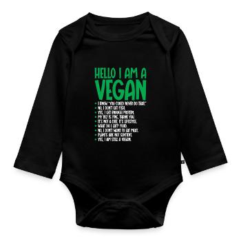 Je suis végétarien végétalien - Body Bébé bio manches longues - noir - Devant