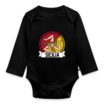 Sizilien flagge Sizilien Palermo Italien - Baby Bio-Langarm-Body - Schwarz - Vorne