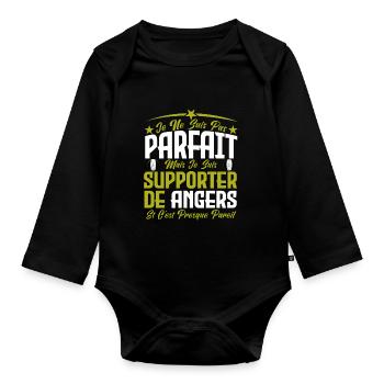 je ne suis pas parfait, supporteur de Angers .SCO - Body Bébé bio manches longues - noir - Devant
