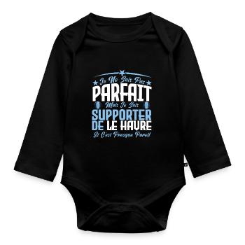 je ne suis pas parfait, supporteur de Le Havre. - Body Bébé bio manches longues - noir - Devant