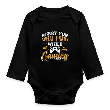 Computer Games Video Game Fans Gamer - Organic Longsleeve Baby Bodysuit - black - Front