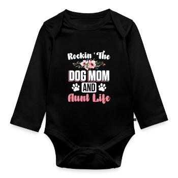Welpe Pfote Hund Haustier Hundemutter Tante Leben - Baby Bio-Langarm-Body - Schwarz - Vorne