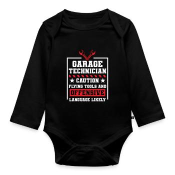 Garage Automechaniker - Baby Bio-Langarm-Body - Schwarz - Vorne