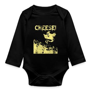 Halloween Geisterkäse - Baby Bio-Langarm-Body - Schwarz - Vorne