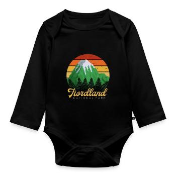 Fiordland National Park New Zealand Nature Camping W - Organic Longsleeve Baby Bodysuit - black - Front