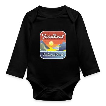 Fiordland National Park Souvenir New Zealand Nature - Organic Longsleeve Baby Bodysuit - black - Front