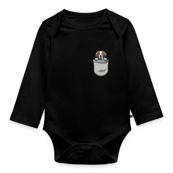 St. Bernard Chiens Cadeaux - Body Bébé bio manches longues - noir - Devant