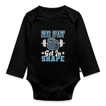 Fitness Muskeln Fitnessstudio Workout - Baby Bio-Langarm-Body - Schwarz - Vorne