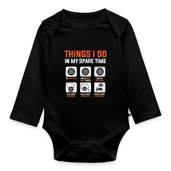 Car mechanic athletes car lovers - Organic Longsleeve Baby Bodysuit - black - Front
