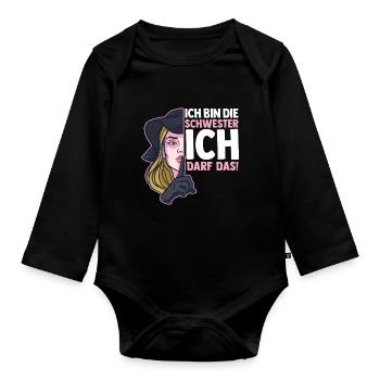 Geschwister Familie Schwestern Schwester - Baby Bio-Langarm-Body - Schwarz - Vorne