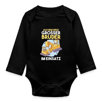 Dabbing Baggerfahrer Bagger Bruder - Baby Bio-Langarm-Body - Schwarz - Vorne