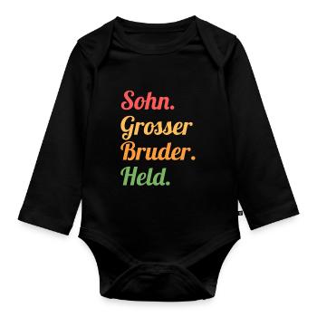 Geschwister Familie Brüder Bruder - Baby Bio-Langarm-Body - Schwarz - Vorne