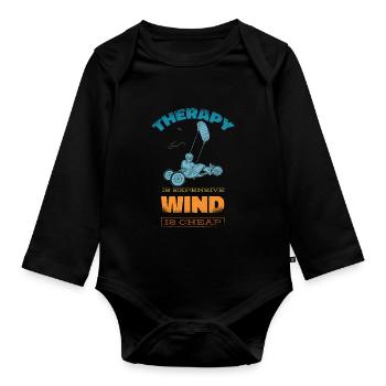 Strand-Kite Windracer Land-Kite Kite-Strandsegler - Baby Bio-Langarm-Body - Schwarz - Vorne