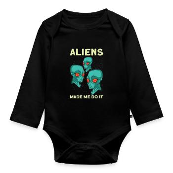 Alien Extraterrestrial Area 51 Ufo Space Geek - Baby Bio-Langarm-Body - Schwarz - Vorne