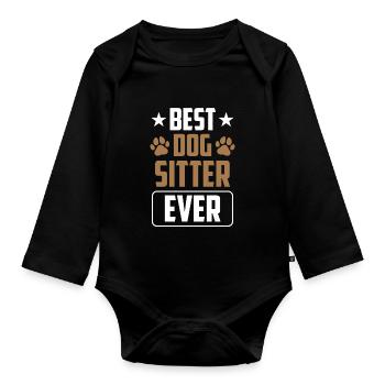 Meilleur gardien de chien jamais chien assis - Body Bébé bio manches longues - noir - Devant