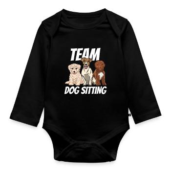 Team Dog Sitting Hundesitter Hundesitting Hund - Baby Bio-Langarm-Body - Schwarz - Vorne