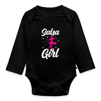 Salsa Girls Dancing Dancers Dance Hobby - Organic Longsleeve Baby Bodysuit - black - Front