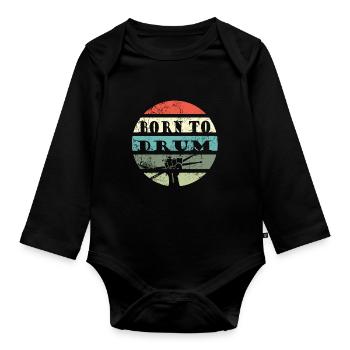Zum Trommeln geboren - Schlagzeuger - Baby Bio-Langarm-Body - Schwarz - Vorne
