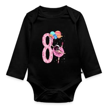 Ballerine astronaute Fille 8ème anniversaire - Body Bébé bio manches longues - noir - Devant