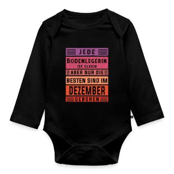 Parkett-Teppich Geburtstag Dezember geboren - Baby Bio-Langarm-Body - Schwarz - Vorne