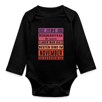 Angestellter Geburtstag November geboren - Baby Bio-Langarm-Body - Schwarz - Vorne