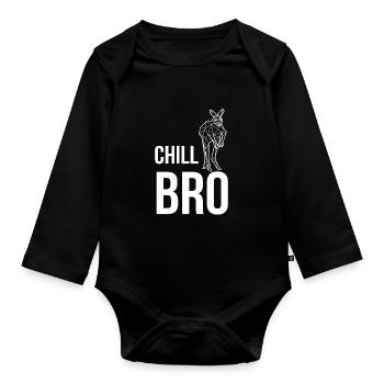 Kangaroo Chill Bro Australien Beuteltiere Lustige - Baby Bio-Langarm-Body - Schwarz - Vorne