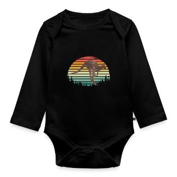 Retro Kangaroo Hinterland Australia Marsupials Kä - Organic Longsleeve Baby Bodysuit - black - Front