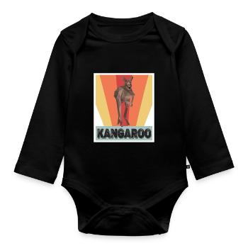Kangourou Rétro Outback Australie Marsupiaux Kangourou - Body Bébé bio manches longues - noir - Devant