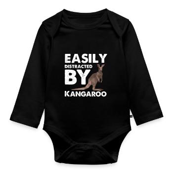Distrait par Kangaroo Outback Australia Bag - Body Bébé bio manches longues - noir - Devant