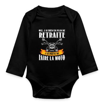 oui jai bien un plan de retraite jai faire la moto - Body Bébé bio manches longues - noir - Devant