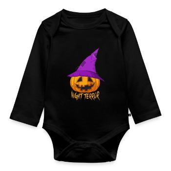 Nightmare Pumpkin mit Hexenhut Happy Halloween Sca - Baby Bio-Langarm-Body - Schwarz - Vorne
