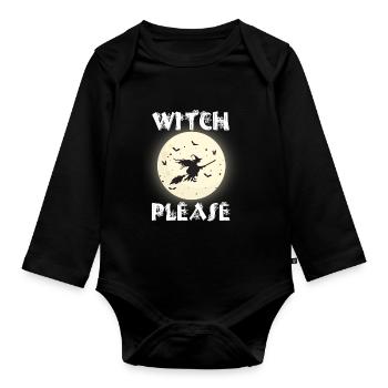 Witch Halloween Party Bat Bite Nightmare Fröh - Organic Longsleeve Baby Bodysuit - black - Front